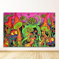 Abstraktūs paveikslai juodoje šviesoje Menas Psichodelinis Trippy Plakatų atspaudai Drobės Sienų paveikslai svetainei Namų dekoras Meno kūrinys 50X70cm Unframed black