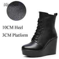 2026 Moteriški Juodi Platforminiai Batai su Kulnu Ankle Boots Šoninis Užtrauktukas Storas Kulnas Botas Pavasaris Ruduo Mada Moteriški Batai Dydis 33-43 Botines 35 black