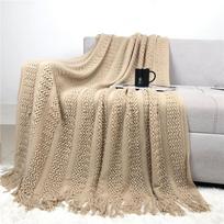 Vienos spalvos megztas pledas, Susuktas dirbtinio kašmyro sofos pledas, Dienos miego pledas, Oro kondicionieriaus pledas 127*200CM chaki