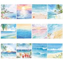 240 Sheets Square Self-Adhesive Sticky Notes Watercolor Beach Landscape Memo Pad For Diy Journal Decoration Office Supplies white