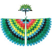 Bird Cosplay Costume Stage Performance Owl Peacock Wings Bird Felt Cape with Mask for Girls Boys Halloween Party Cloak One Size yellow