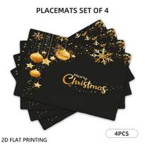 4pcs/6pcs, Christmas Table Mats, Golden Black Xmas Placemats Wipeable, Kitchen Dining Decoration, for Dining, Parties, And Holiday Gatherings Perfect 4pcs beige
