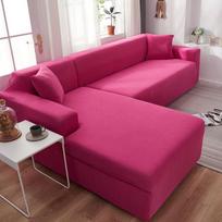 Tampri L formos sofos užvalkalas Tamprios slipcover'iai Spandex Lygus kampinės sofos užvalkalas svetainei Medium(145-185cm)1pc rožinė raudona spalva