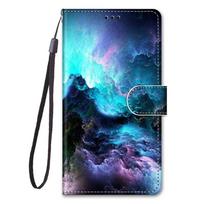 Odinis atlenkiamas dėklas telefonui Samsung Galaxy A10 A20 A30 A40 A50 A70 A20E A30S A50S Su nupieštu liūtu ir kate, piniginė, kortelių laikiklis Galaxy A50 A30S A50S blue