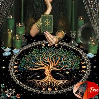 (Free Bag)1pc 29x29In Altar Tarot Card Tablecloth Divination Tree of Life Tarot Tablecloth  Playing Card Mat Velvet Tarots Bag 50X50cm gray