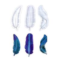 3 Pcs Feather Molds Epoxy Resin Molds 3D Feather Shape Silicone Molds Jewelry Pendant Molds Decoration 1 blue