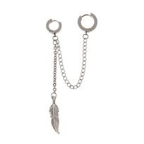 1Pc Titanium Feather Pendant Double Long Chain Leaf Earring Korean Idols Jewelry sidabras