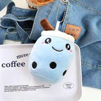 Mini Milk Tea Cup Plush Pendant Toys Bubble Tea Kawaii White Smile Brown  Drink Soft Dolls Lovely Stuffed Red Blue Fun Bag Decor 12cm gray