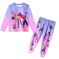Kpop Raganių Medžioklė Anime Papildomas 3D Visų Spalvų Spaudinys Patogus Šiltas Vaikų Namų Drabužiai Madingas Mielas Ilgomis Rankovėmis Rudens Pižamos Komplektas 150 pink