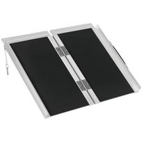 Wheelchair ramp loading ramp non-slip access ramp foldable with safety edges aluminium black 60 x 73 x 5 cm