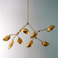 8 Shade Lamp Mid Century Linear Brass Sputnik Chandelier Lamp Fixture white