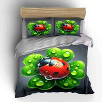 Ladybug Nature-Inspired Decoration Set  Kid'S And Adults' Bedroom Decor, Exquisite Three-Piece Bedding Set Gift EU Twin 135X200cm&set green
