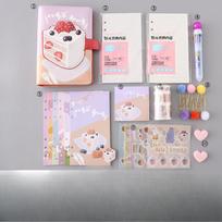 Ledger Gift Set with Student Loose-leaf Stationery Notebook Fairie white