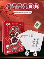Portable Travel Mahjong Poker Cards: Trendy Multiplayer Tabletop Game for Outdoor Play red