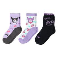 Sanrio Kids Socks 689254 3-Pair Set, Kuromi, 16-18cm, gray