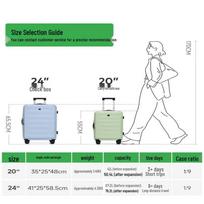 OIWAS Side-Opening Hardside Carry-on Spinner Luggage 20-inch green