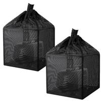 Tvenkinio filtro dėžė, siurblys, barjerinis maišas su rėmu, nuo užsikimšimo apsauganti kubinė filtro dėžė, siurblys, filtras, barjerinis tinklelio maišas lauko vandens, žuvų tvenkiniui, akvariumui 2pcs black