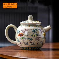 200ML Chinese Ceramic Teapot Ru Kiln Ice Crack Glaze Can Raise Tea Kettle Handmade Porcelain Teaware Household Tea Pots gray
