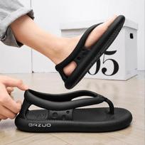 Flip Flops Mens Thong Sandals Summer  Female Shoes Thick Bottom EVA Non-slip Slide Slippers Outdoor Indoor Couples Shoes 42-43 black