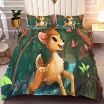Bambi Anime Namų Miegamojo Patalynė Nordic poliesterio medžiaga tinka vaikams ir suaugusiems 3 dalių komplektas AU Single(140*210cm)3pcs brown