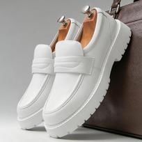 Madingi Klasikiniai Storu Padu Vyriški Penny Loafers Įslystami Verslo Formalūs Batai Džentelmenui Balti Formalūs vakarėlio Preppy Balti Batai 38 white