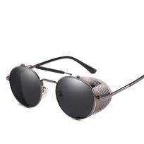 Retro Gothic Steampunk Style Round Metal Frame Sunglasses Men Women Luxury Brand Designer Shields Lens Sun Glasses Gafas de Sol As Picture gray