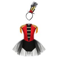 Girls Honour Guard Costume Rhinestone Decorated Leotard Long Sleeve Tassel Shoulder Feather Hat Marching Band Outfit 5-6 Years raudona