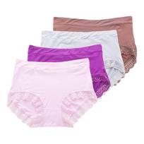4 vnt. moteriškos vidutinio juosmens apatinės kelnaitės iš modalio, kvėpuojančios, minkštos, mamai, dideli dydžiai, tinka 45 kg iki 105 kg 3XL purple
