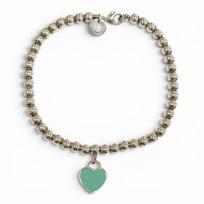 Great TIFFANY&Co. bracelet Mini Heart Tag Bead Bracelet Silver 925 Women Used white