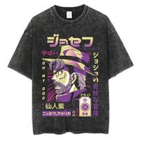 Anime JOJO Bizarre Adventure Strategy Pattern Print Tshirt Men Women Casual Loose Harajuku Short Sleeve Round Neck Top Tee 3XL black