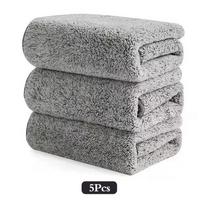 5Pcs Kitchen Anti-Grease Efficient Bamboo Charcoal Fiber Wipe Cloth Home Washing Dish Cleaning Towel Rags Knife Fork Wiping Tool 5Pcs gray