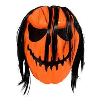Pumpkin Costume Mask with Polypropylene Molded Shell, Dimensional Face Features and Long Attached Hair for Halloween Costume Role Play 1 orange
