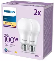 Philips Lemputė 100W A65 E27 x2, 13 W, 100 W, E27, 1521 lm, 15000 h, Šilta balta