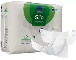 Suaugusiųjų sauskelnės, Abena® Slip Premium L2, su lipniaisiais klijais, 3 100 ml, žalios, pakuotėje 22 vnt.