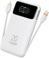 Powerbank Veger Fuerza 10 (W1212B) PD 20W 10000 mAh with built-in cables USB C / Lightning baltas