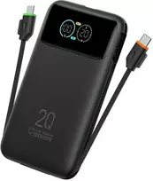 Powerbank Veger Fuerza 10 (W1212B) PD 20W 10000 mAh with built-in cables USB C / Lightning juodas