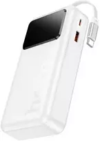 Nešiojamas akumuliatorius 20000 mAh QC PD 22,5 W 2 A su įmontuotu teleskopiniu USB C kabeliu Hoco Q41 baltas