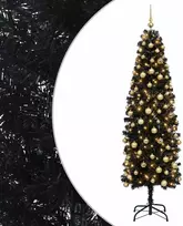 Dirbtinė siaura kalėdinė eglutė su žaisliuku 180 cm 300 LED