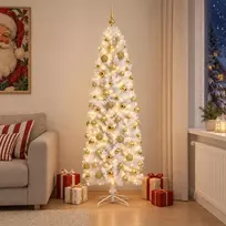 Dirbtinė siaura kalėdinė eglutė su žaisliuku 240 cm 300 LED