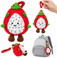 Lean Toys Plush Dragon Fruit (Pitaya) Keychain/Stuffed Toy with Carabiner, 12 cm