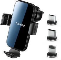 Automobilinis laikiklis-įkroviklis Choetech 15W Electric Car Wireless Charger With Magnetic Head T201-F juodas