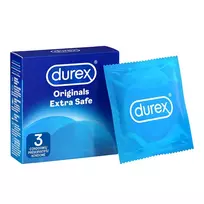 Durex Originals Extra Safe klasikinis prezervatyvas, 56 mm, 3 vnt.