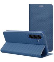 Mėlynas (Carbon) atverčiamas dėklas Samsung Galaxy A56 5G telefonui "Luna Book"