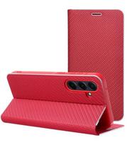 Raudonas (Carbon) atverčiamas dėklas Samsung Galaxy A56 5G telefonui "Luna Book"