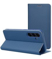 Mėlynas (Carbon) atverčiamas dėklas Samsung Galaxy A36 5G telefonui "Luna Book"