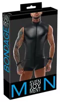 Svenjoyment Bondage vyriškas kombinezonas su antrankiais, juodas, M