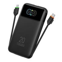 Veger Fuerza 10 (W1212B) Powerbank PD 20W 10000 mAh with built-in USB C / Lightning cables, black