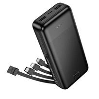 Powerbank Hoco 20000 mAh 2A with four built-in cables USB A + USB C + Lightning + Micro USB J163A black