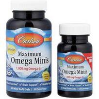 Carlson, Maksimalus Omega Minis, natūrali citrina, 80 mini minkštų gelių (500 mg vienam minkštam geliui)