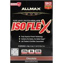 ALLMAX, ISOFLEX®, grynas išrūgų baltymų izoliatas, šokolado skonio, 10 pakelių po 30 g